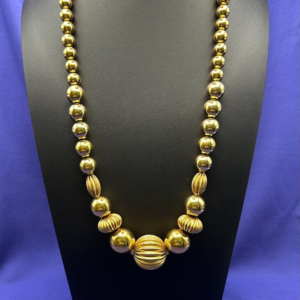 VTG Napier Chunky Gold-Tone Bead Necklace 1980s - Picture 7 of 14